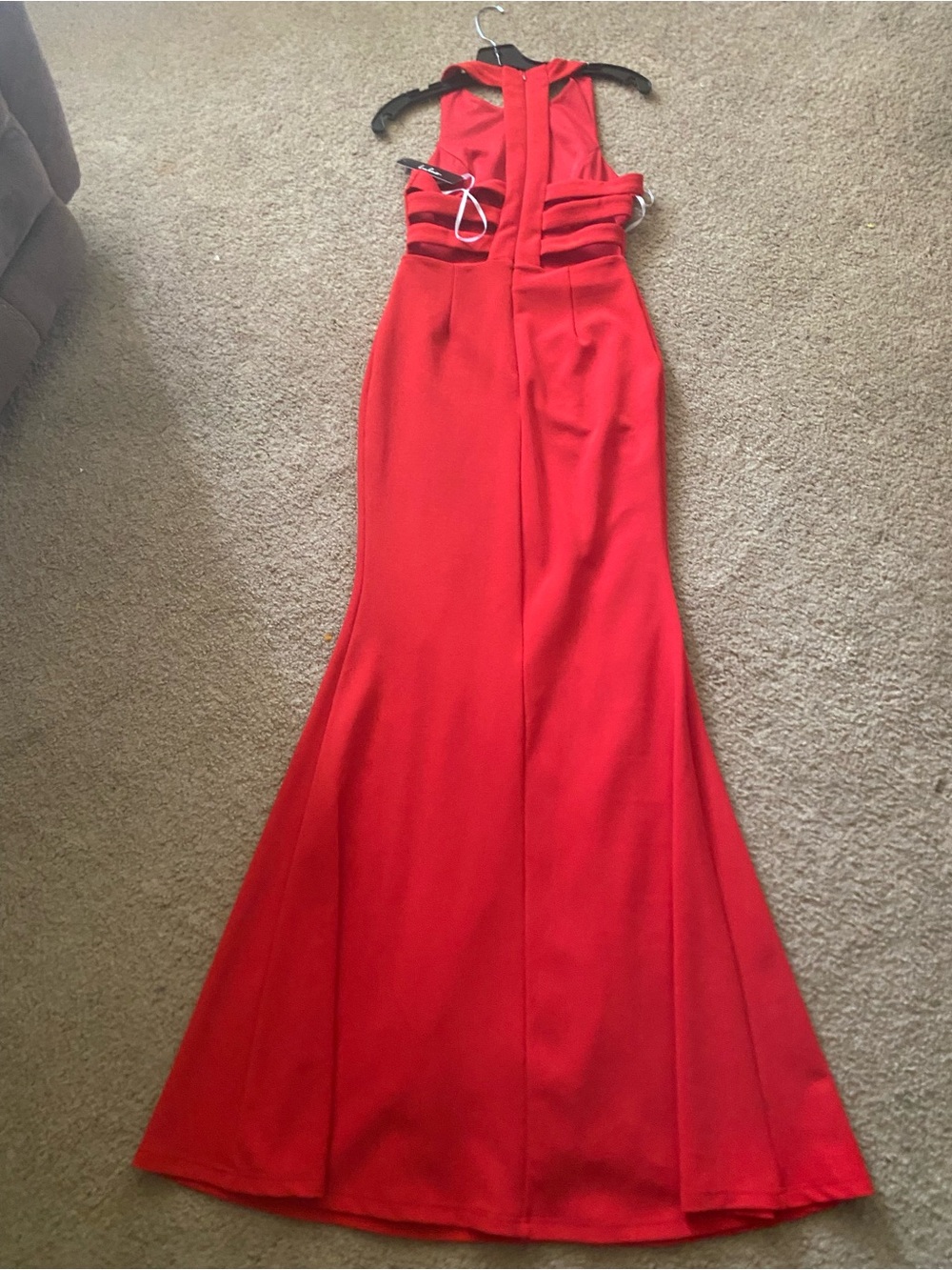 Lulus Midnight Affair Red Cutout Halter Mermaid Maxi Dress Size S